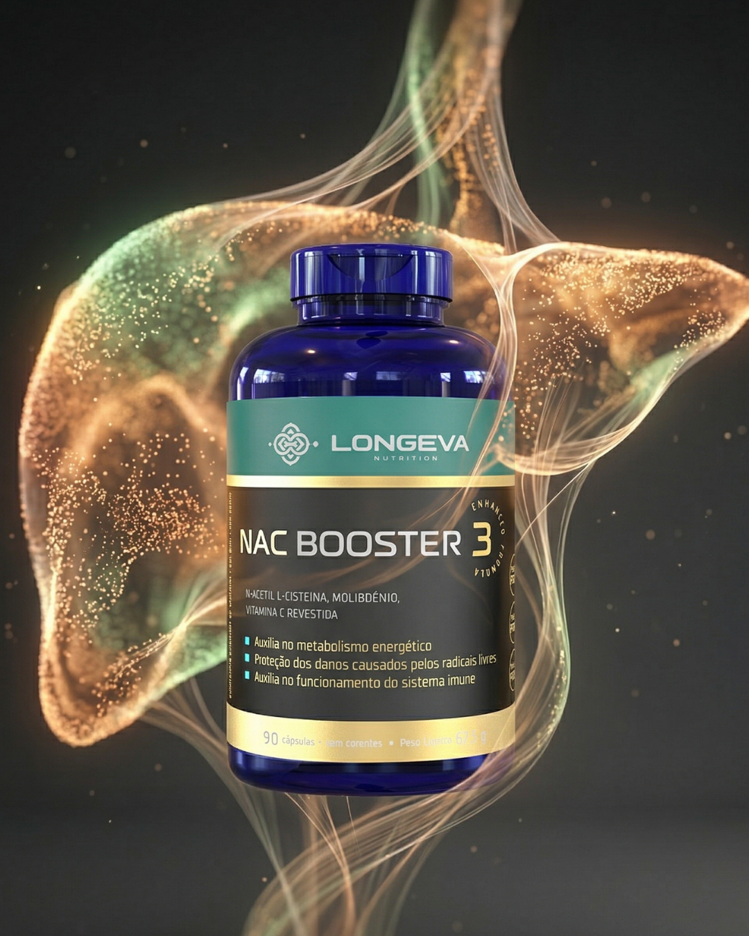 NAC Booster Longeva - Saúde do Fígado e Imunidade (90 Cápsulas)