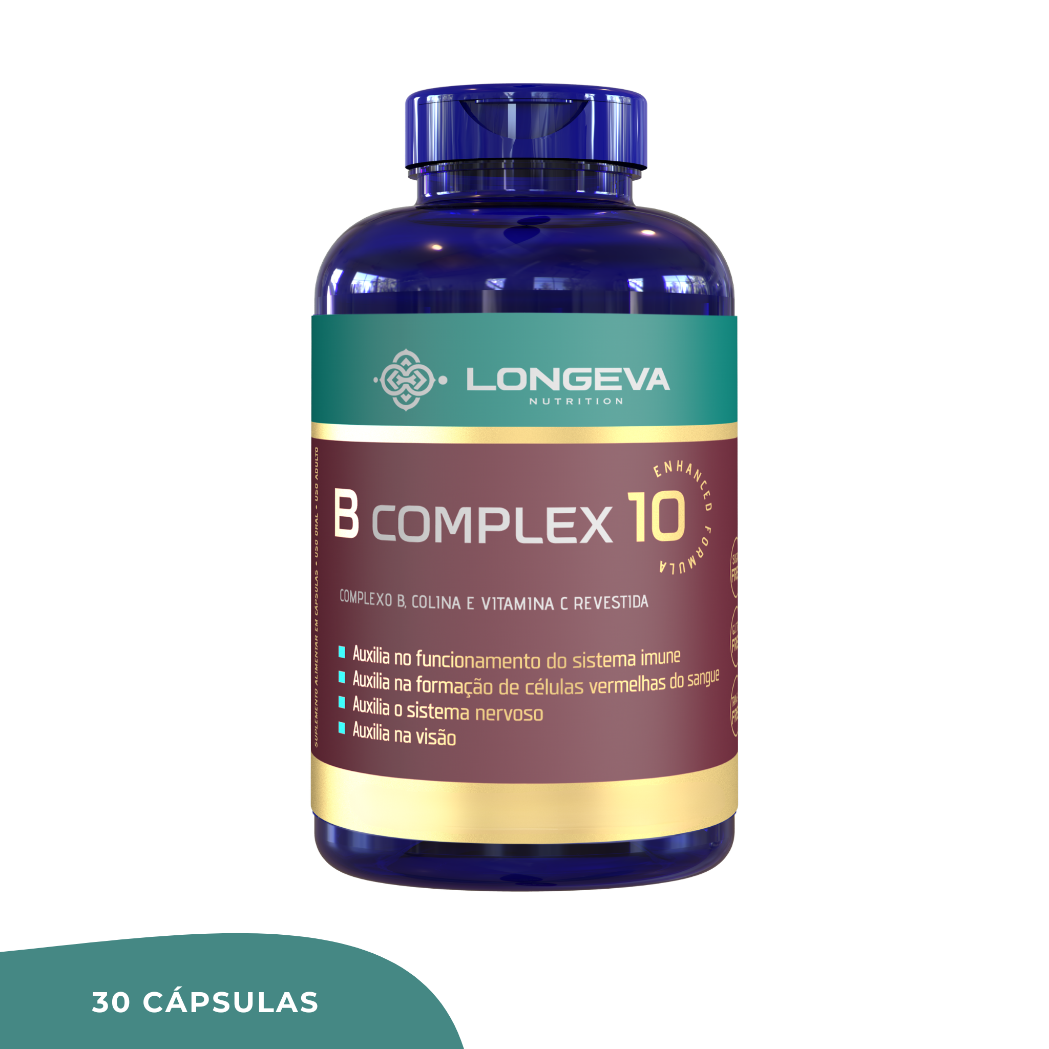 Complexo B com Colina e Vitamina C (30 Cápsulas)
