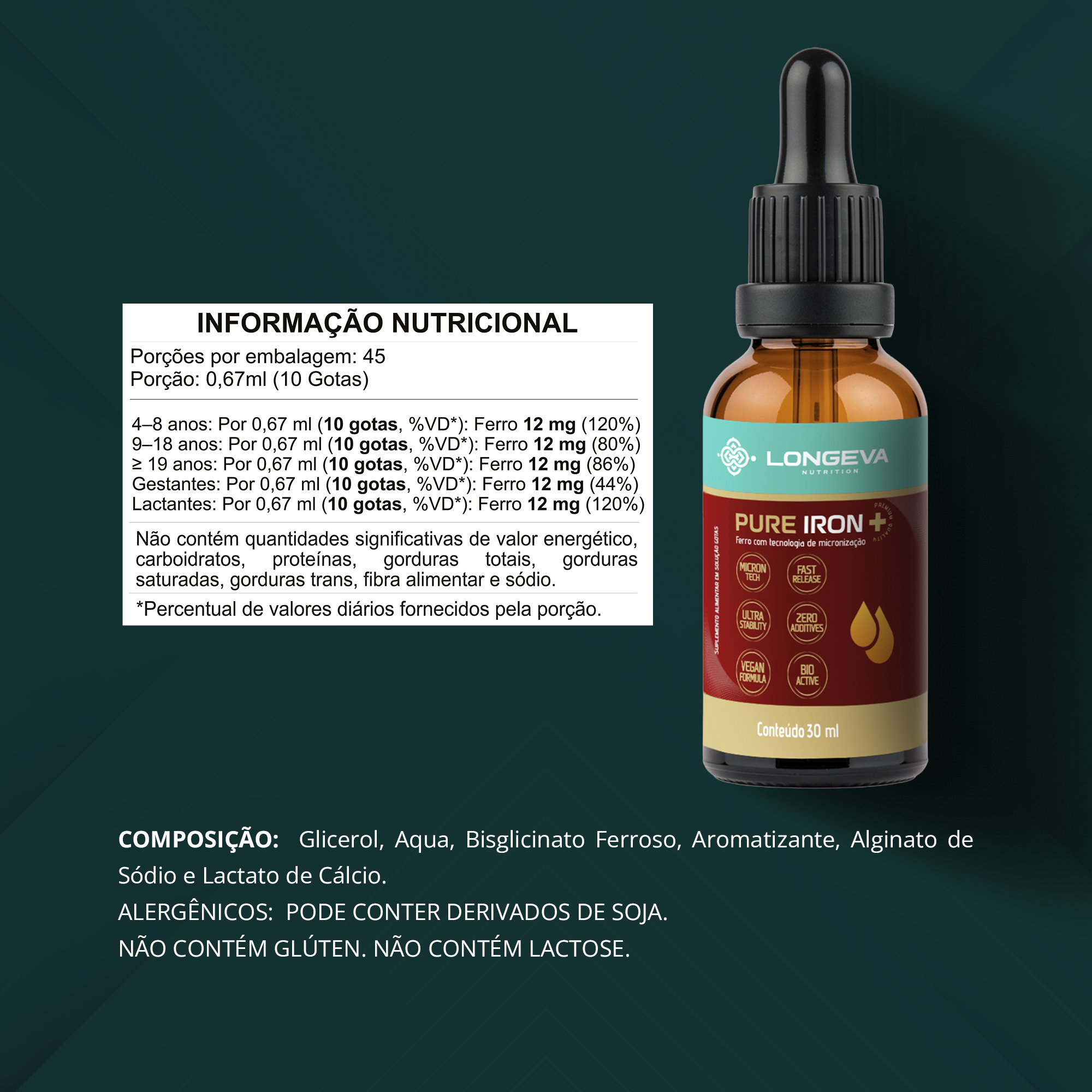 Pure Iron - Ferro Quelado em gotas (30 ml)