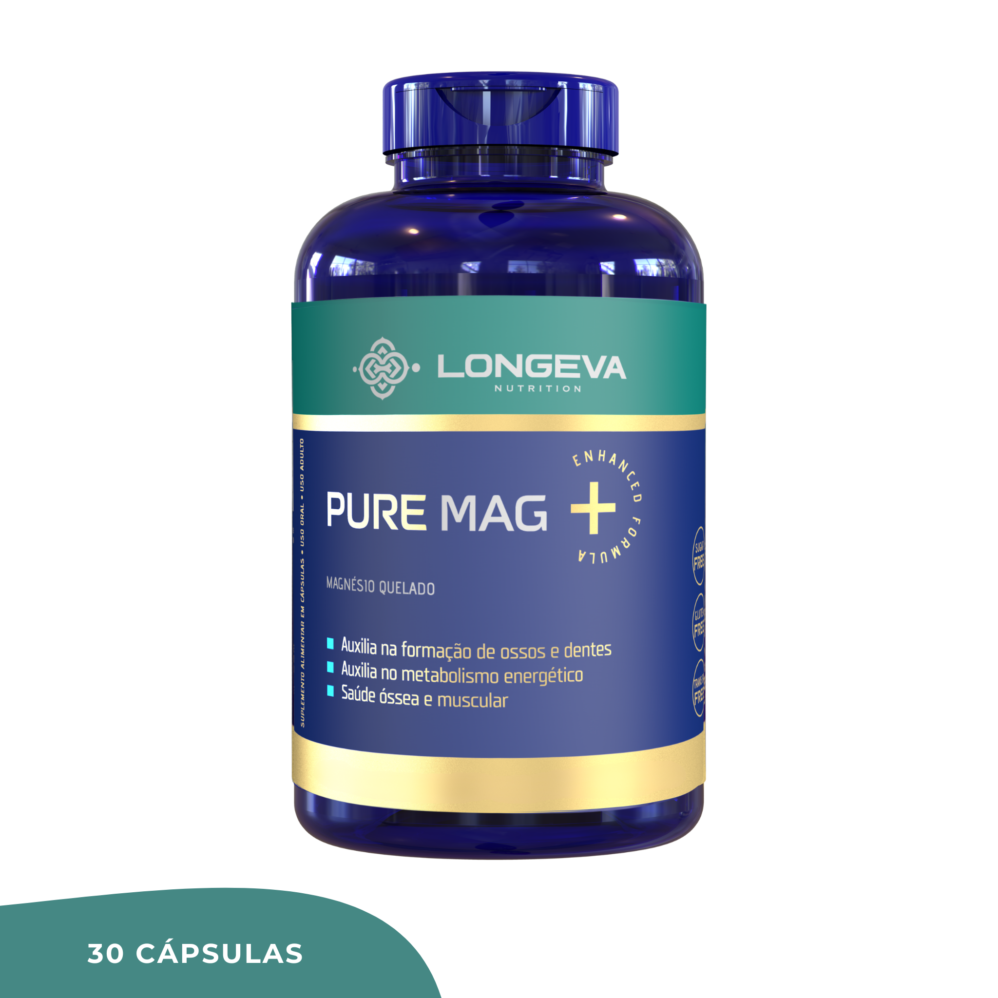 Pure Mag - Magnésio Quelado para Sono e Intestino (30 Cápsulas)