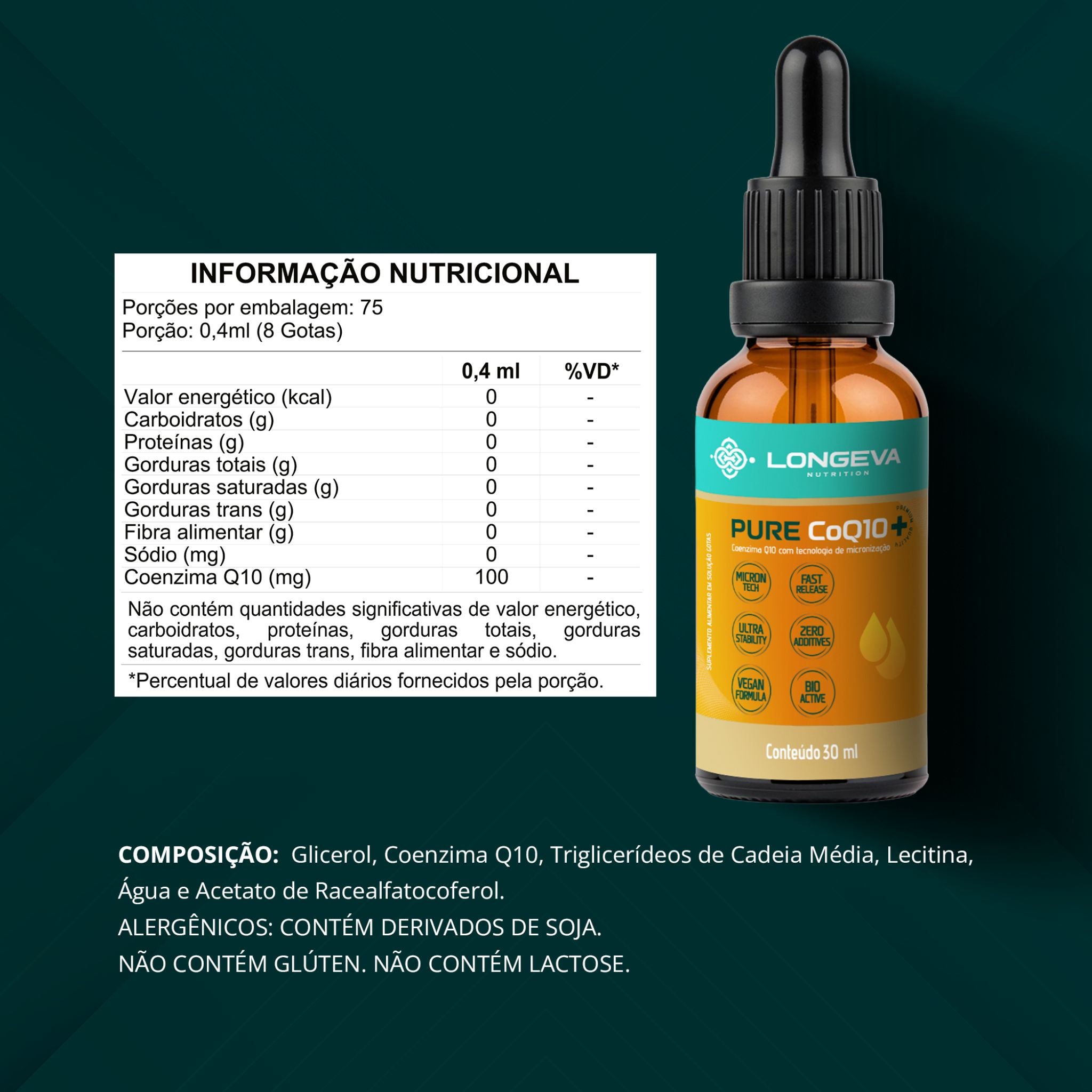 Pure Coq10 - Coenzima Q10 em gotas (30 ml)