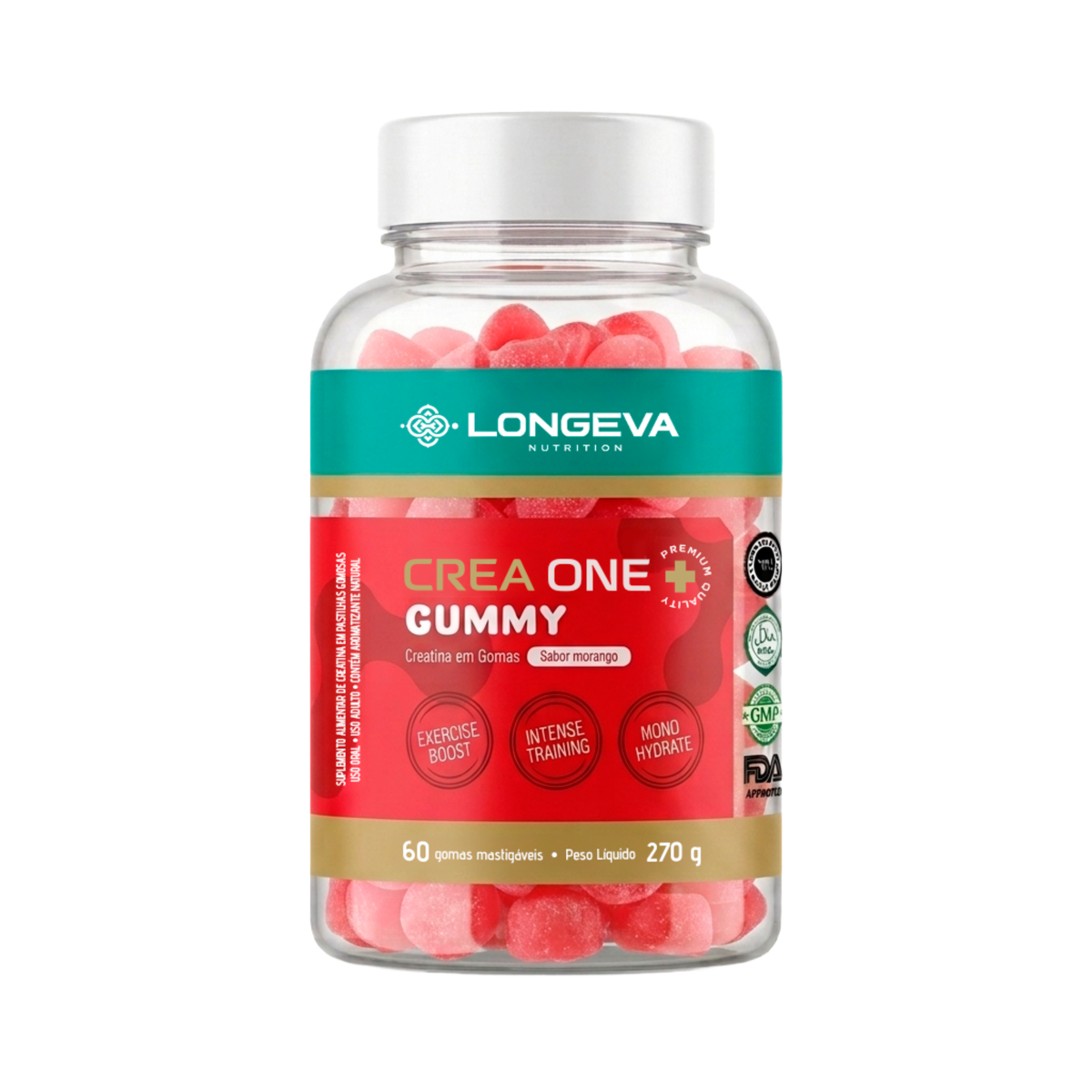 Creatina Gummy Longeva Sabor Morango (60 Gomas)