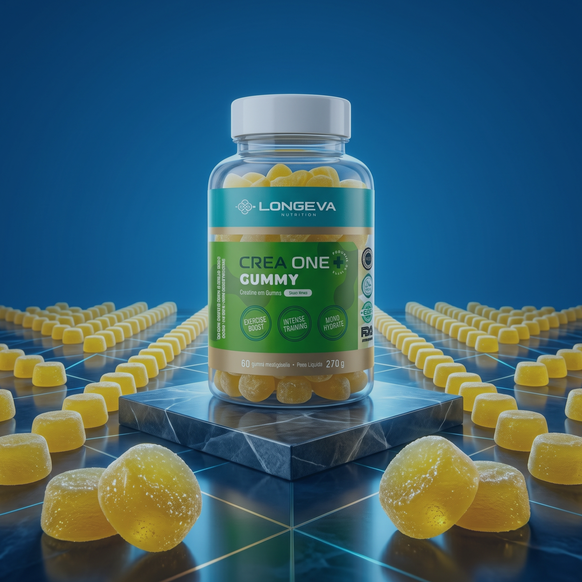 Creatina Gummy Longeva Sabor Limão (60 Gomas)