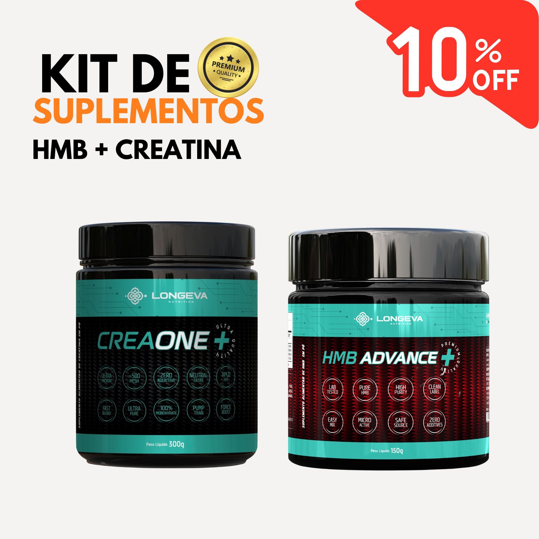 Kit HMB + Creatina - Performance e Massa Muscular