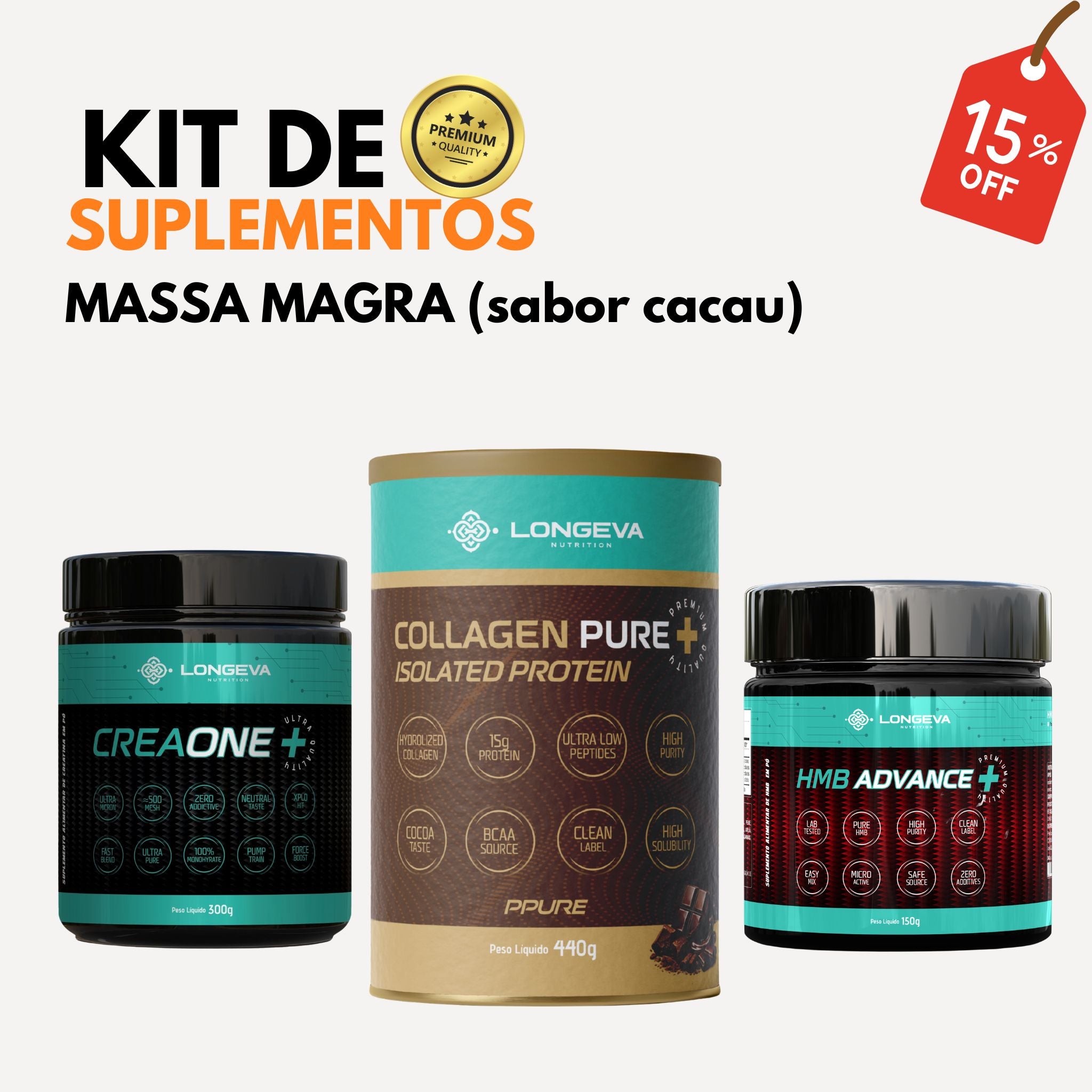 Kit Massa Muscular Magra (Sabor Cacau)