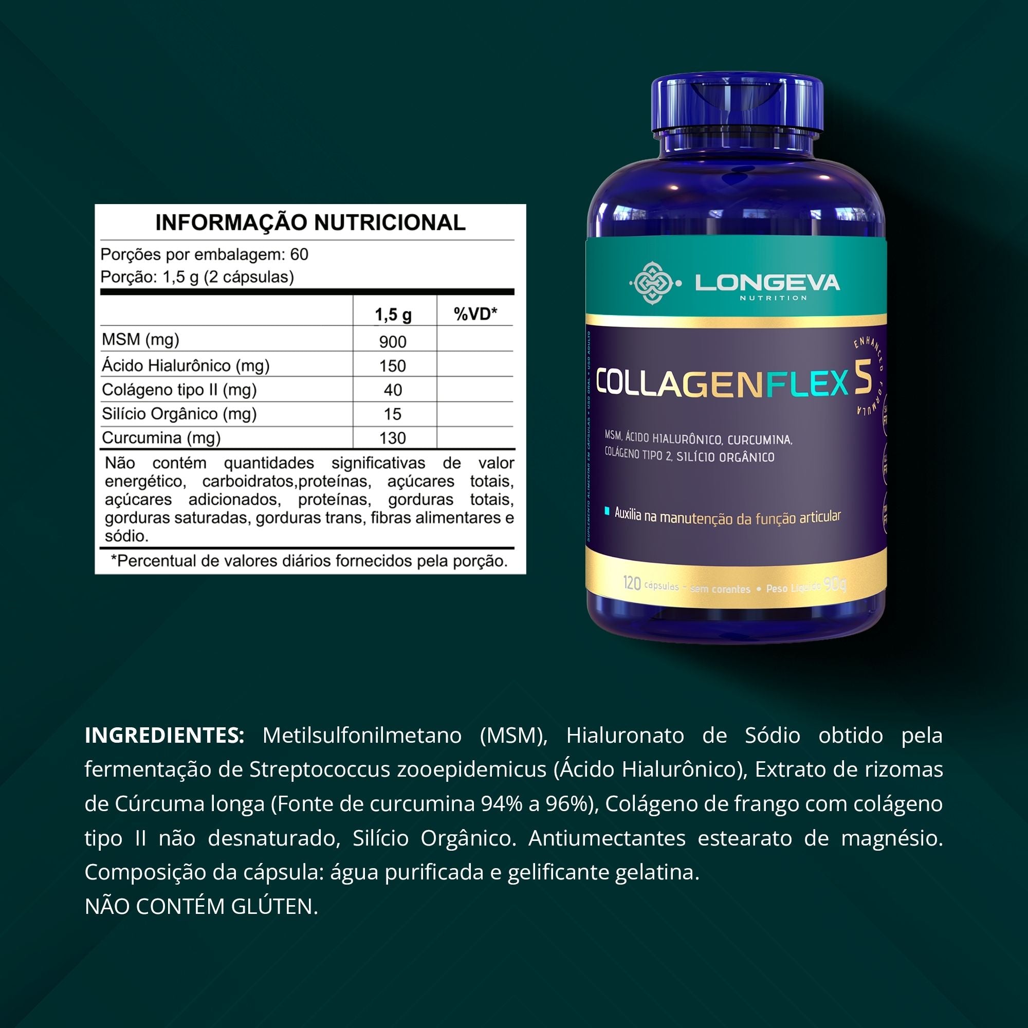 Collagen Flex 5 em 1 - Pele e Saúde das Articulações (120 Cápsulas)