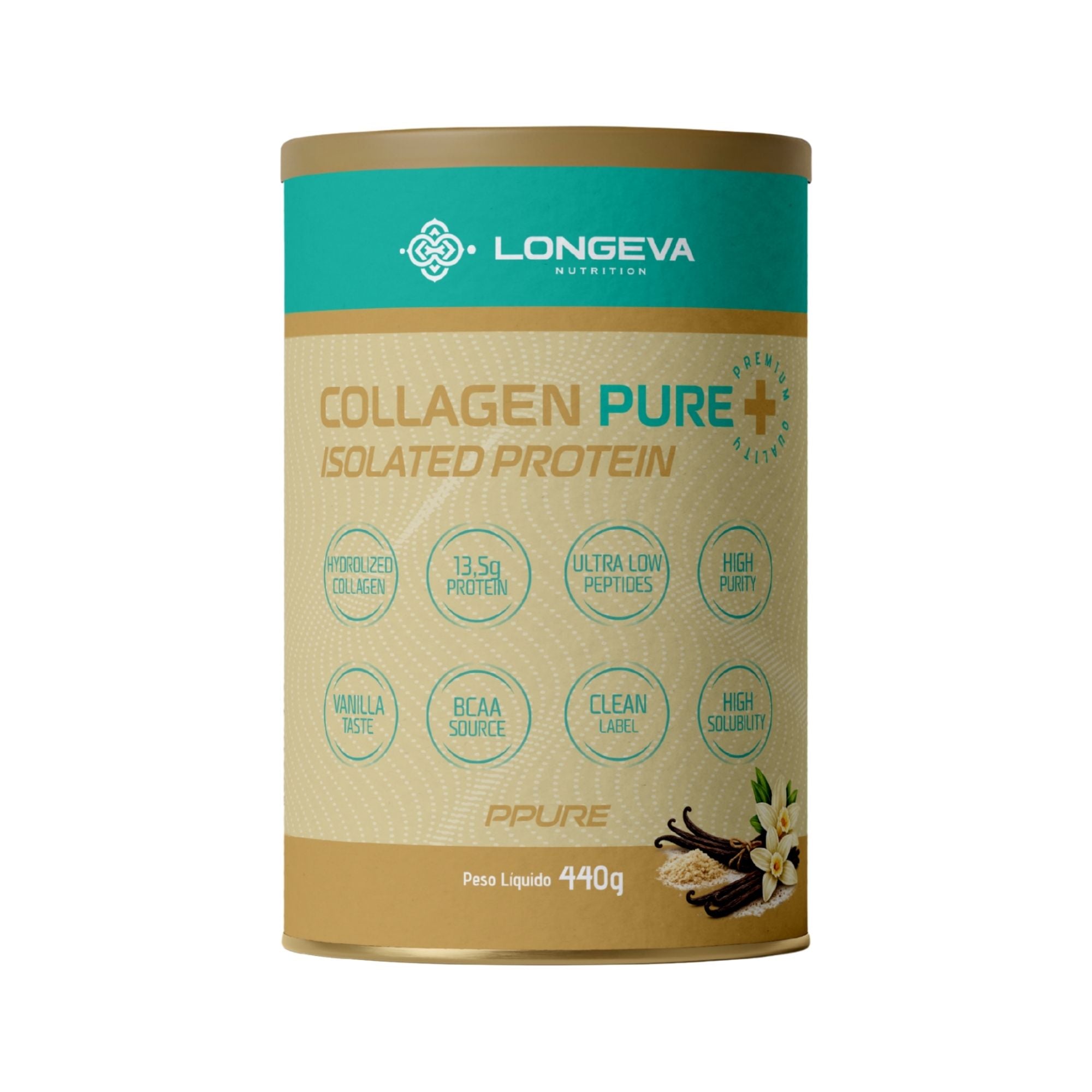 Collagen Pure em Peptídeos Sabor Baunilha (440 Gramas) - Proteína de Colágeno