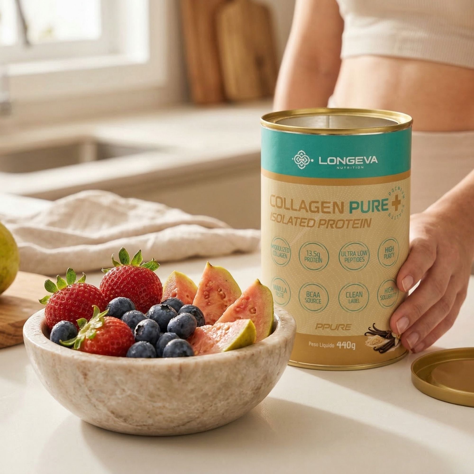 Collagen Pure em Peptídeos Sabor Baunilha (440 Gramas) - Proteína de Colágeno