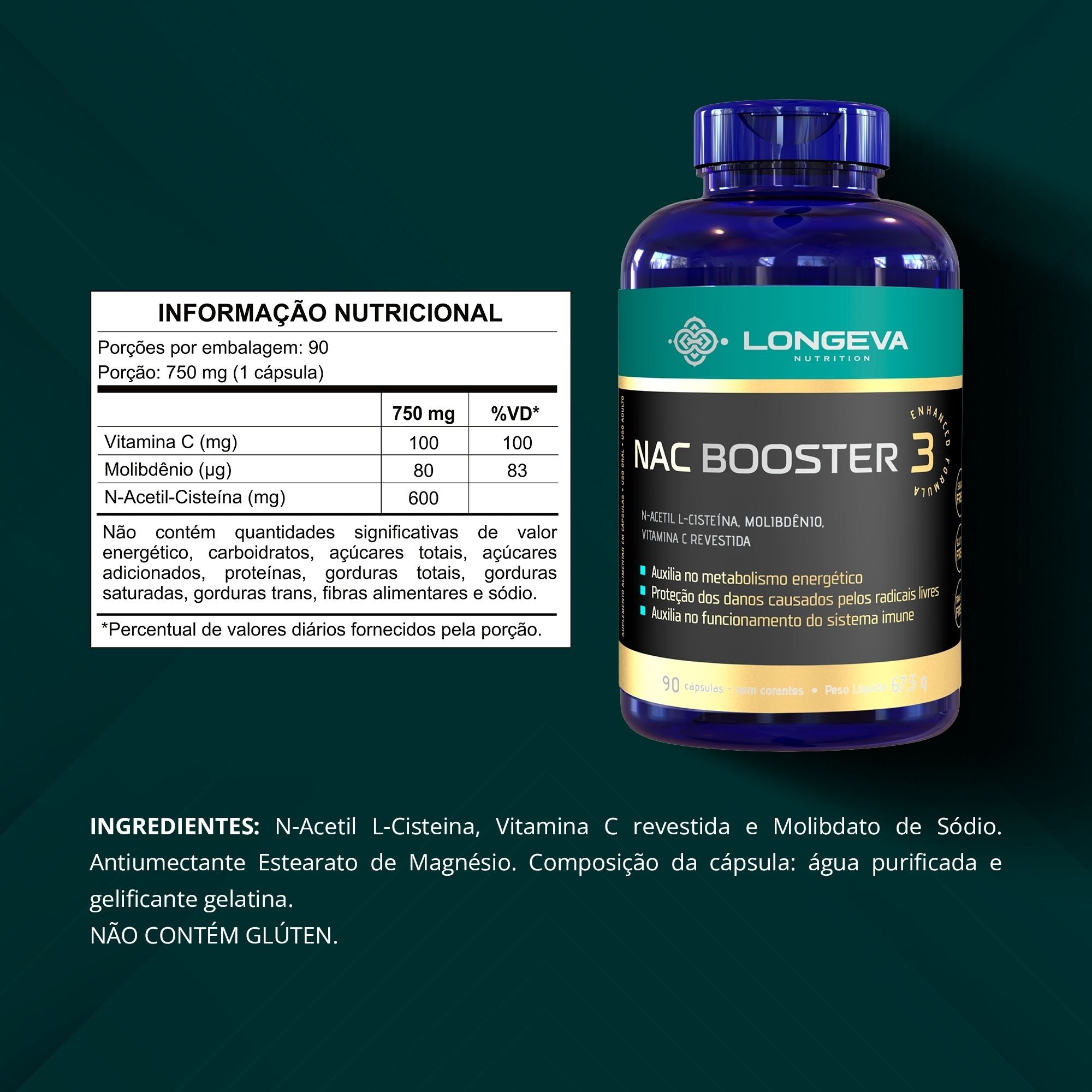 NAC Booster - Saúde do Fígado e Imunidade (90 Cápsulas)
