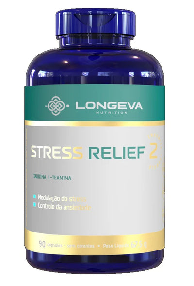 2 UNIDADES | LONGEVA | Stress Relief - Manejo do Stress e Ansiedade (90 Cápsulas) - Rende 3 meses de uso