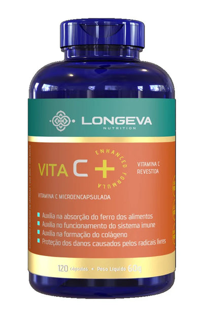 2 UNIDADES | LONGEVA | Vitamina C Micronizada e Microencapsulada (120 Cápsulas) - Rende 2 meses de uso