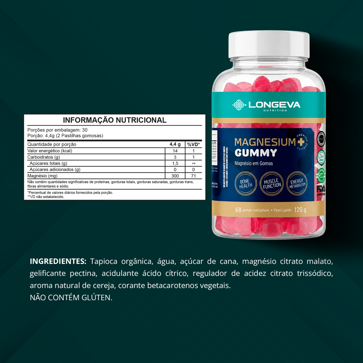 Magnesium Gummy Longeva (60 Gomas)