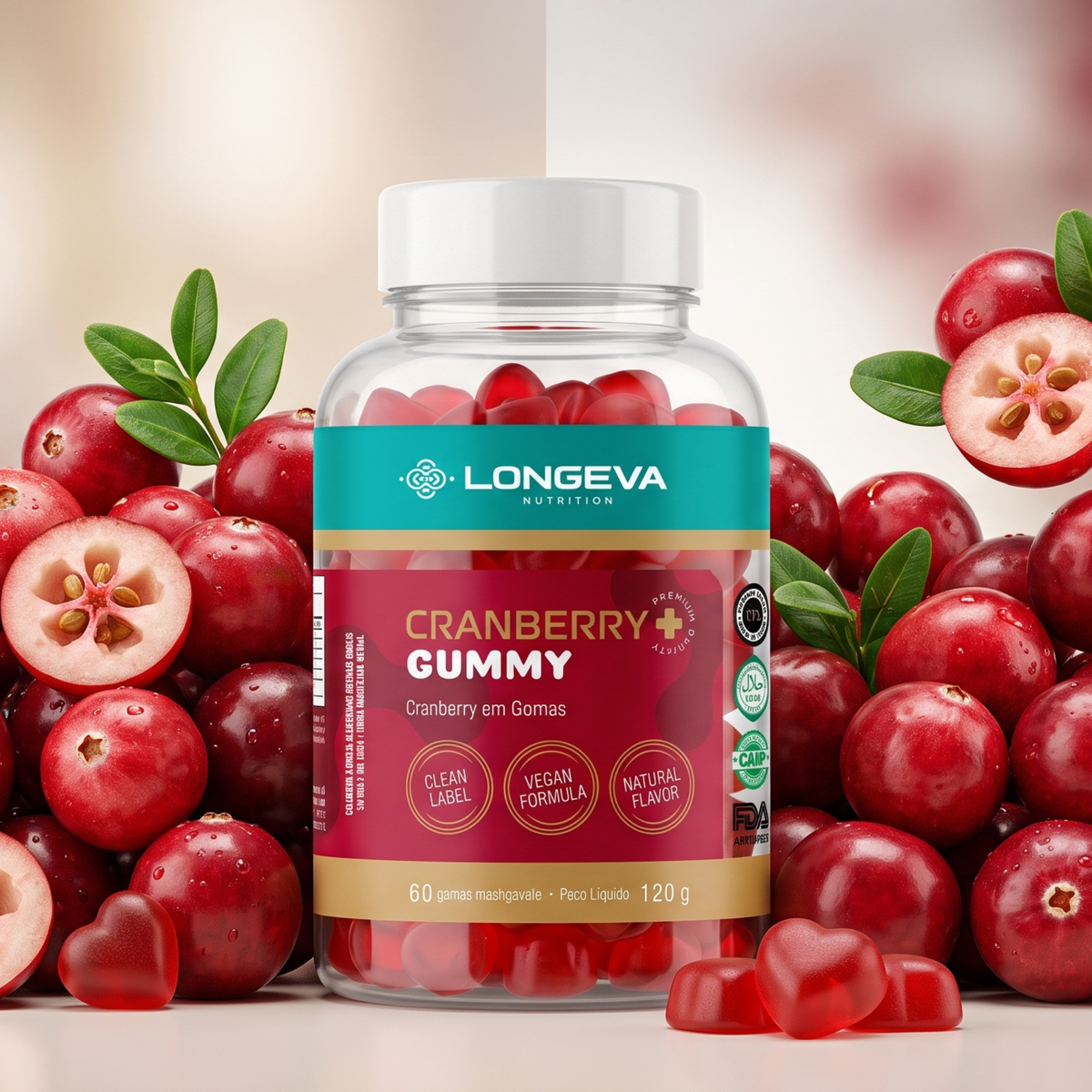 Cranberry Gummy Longeva (60 Gomas)